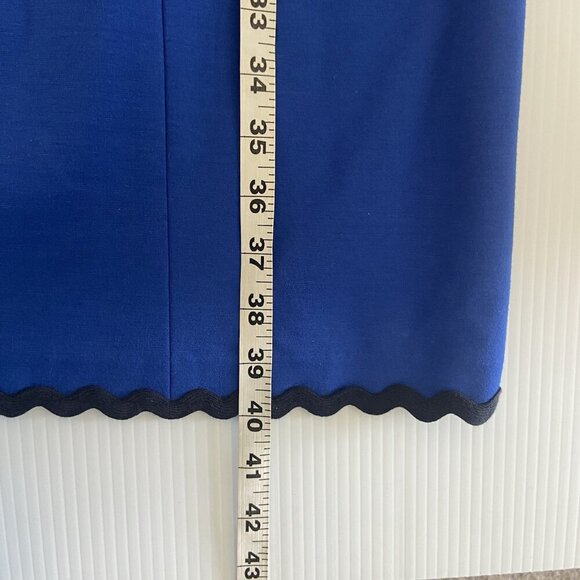 Talbots Refined Ponte Rickrack Trimmed Blue Sheath Midi Dress Size 20 Office - Picture 11 of 11